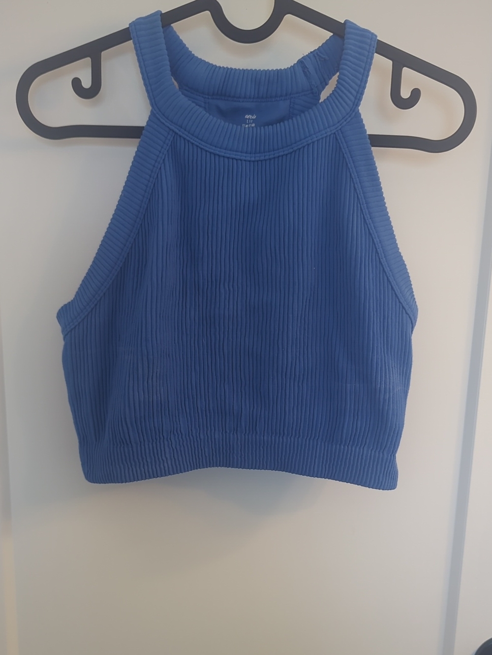 aerie Ribbed High Neck Crop Tank - Royal Blue